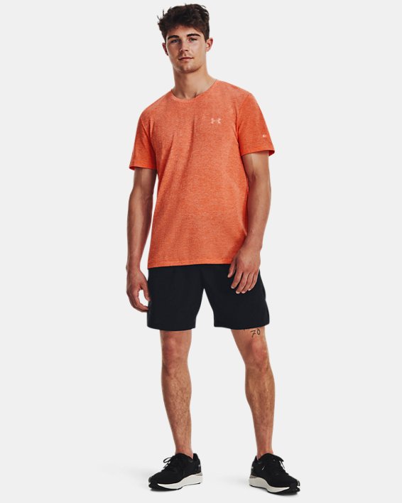 เสื้อแขนสั้น UA Seamless Stride สำหรับผู้ชาย in Orange image number 2
